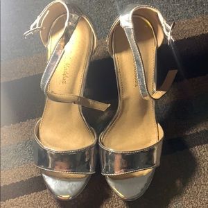 Silver platform heels